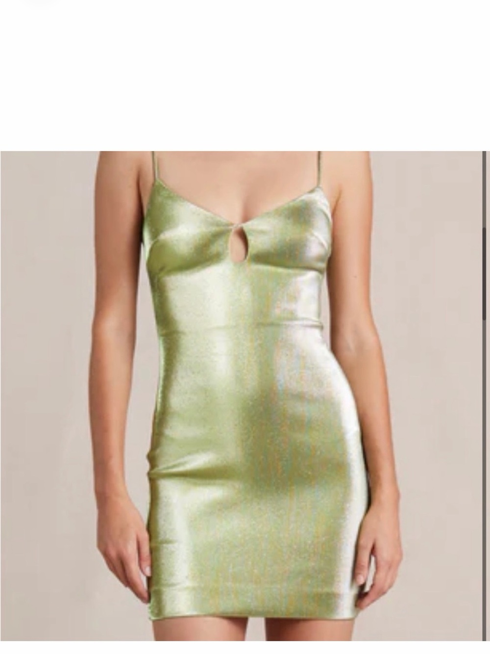 bec + bridge Iridescent Light Green Keyhole Slip Dress